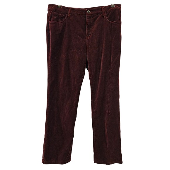 Lauren Ralph Lauren Velvet Pants Burgundy Corduroy Straight Leg Size 14 - Picture 1 of 3